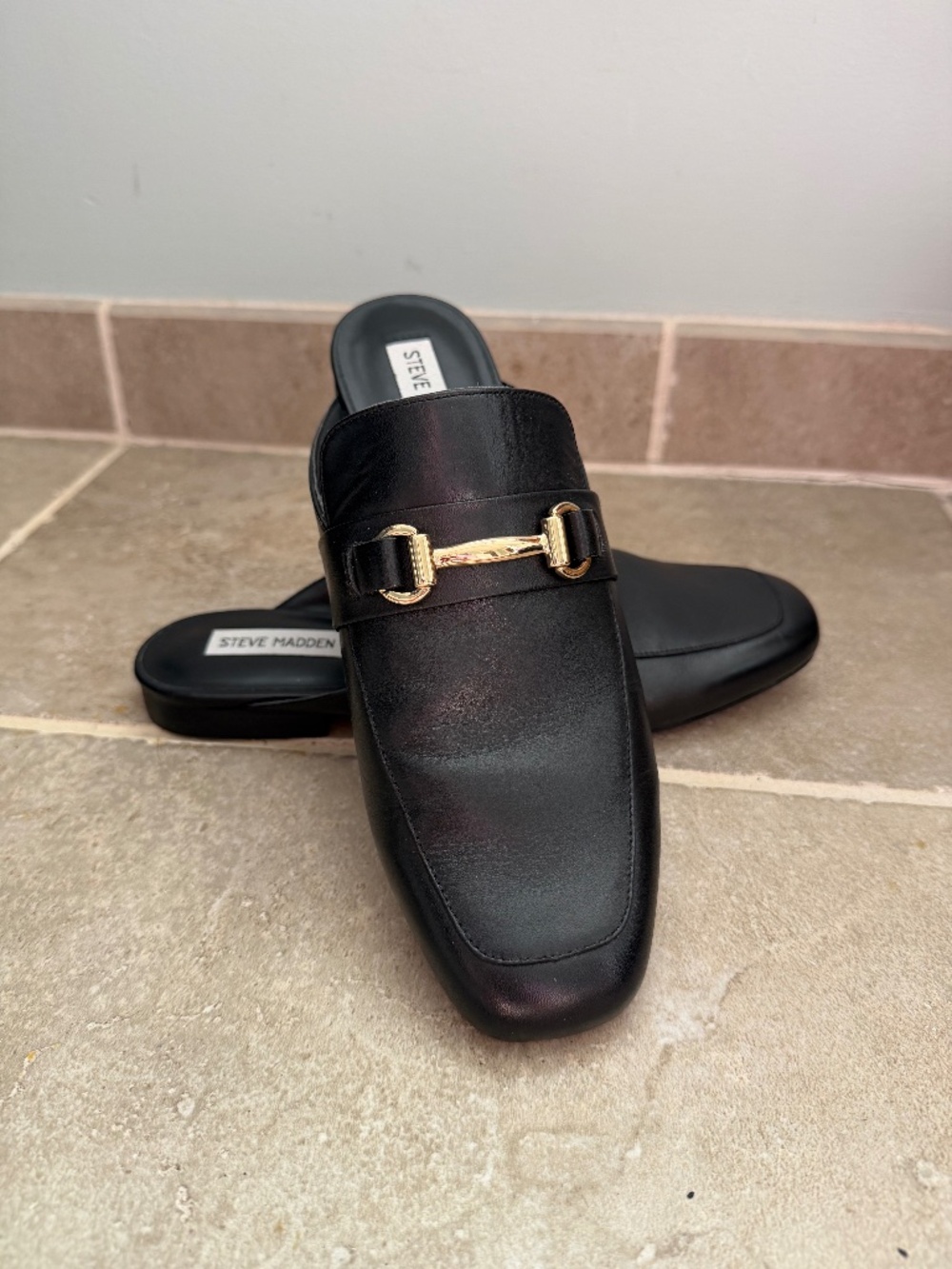 Steve Madden Black Mules